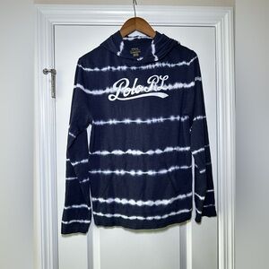 XL 100% Cotton Polo Ralph Lauren Blue Tie-Dye Lightweight Pullover Hoodie